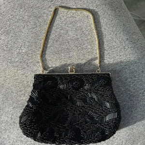 Vintage Richere Bag by Walborg (1960's) Black Beaded Evening Purse
